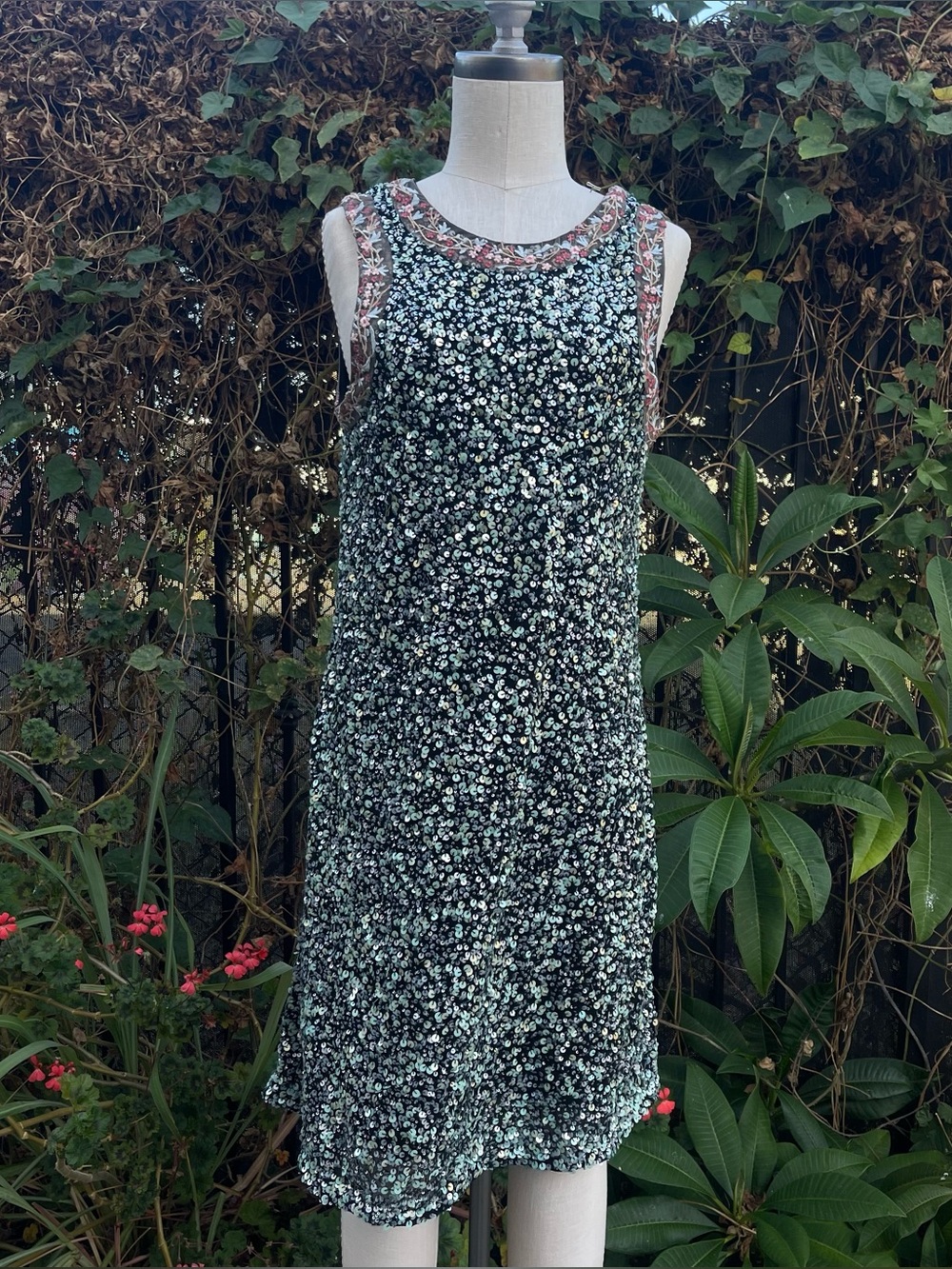 Varun Bahl Multicolor Sequin and Beaded Swing Dress Sz 6- EUC Anthropologie